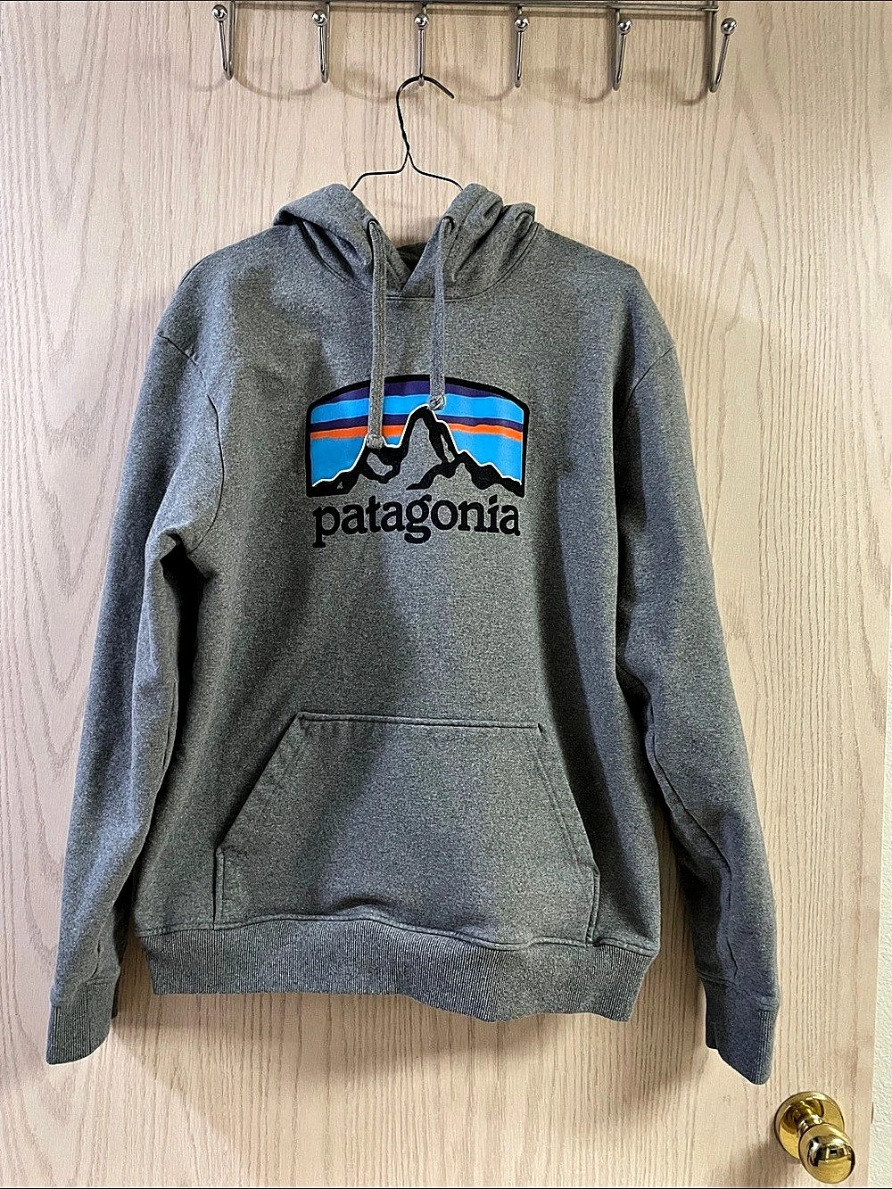 Patagonia Upstander Organic Hoody Logo Hoodie Gray & Blue Large